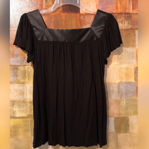 Anthro MATTY M Black Silk Trim SS Top Sz S MINT - Picture 6 of 8